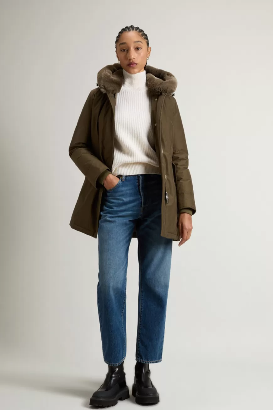 Beaker Parka mit Kunstpelz aus Ramar Cloth>Woolrich Cheap