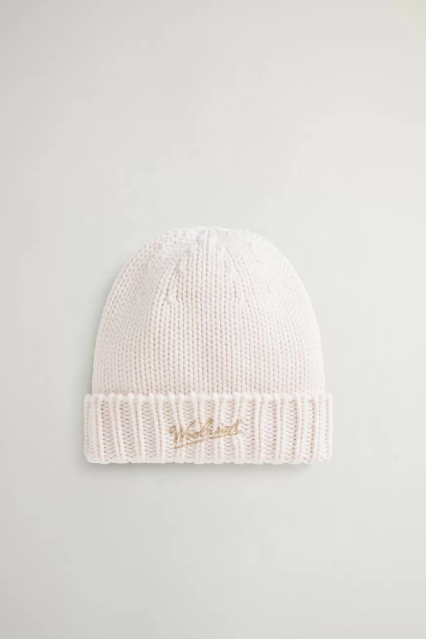 Beanie aus reiner Schurwolle für Jungen mit aufgesticktem Logo>Woolrich Sale