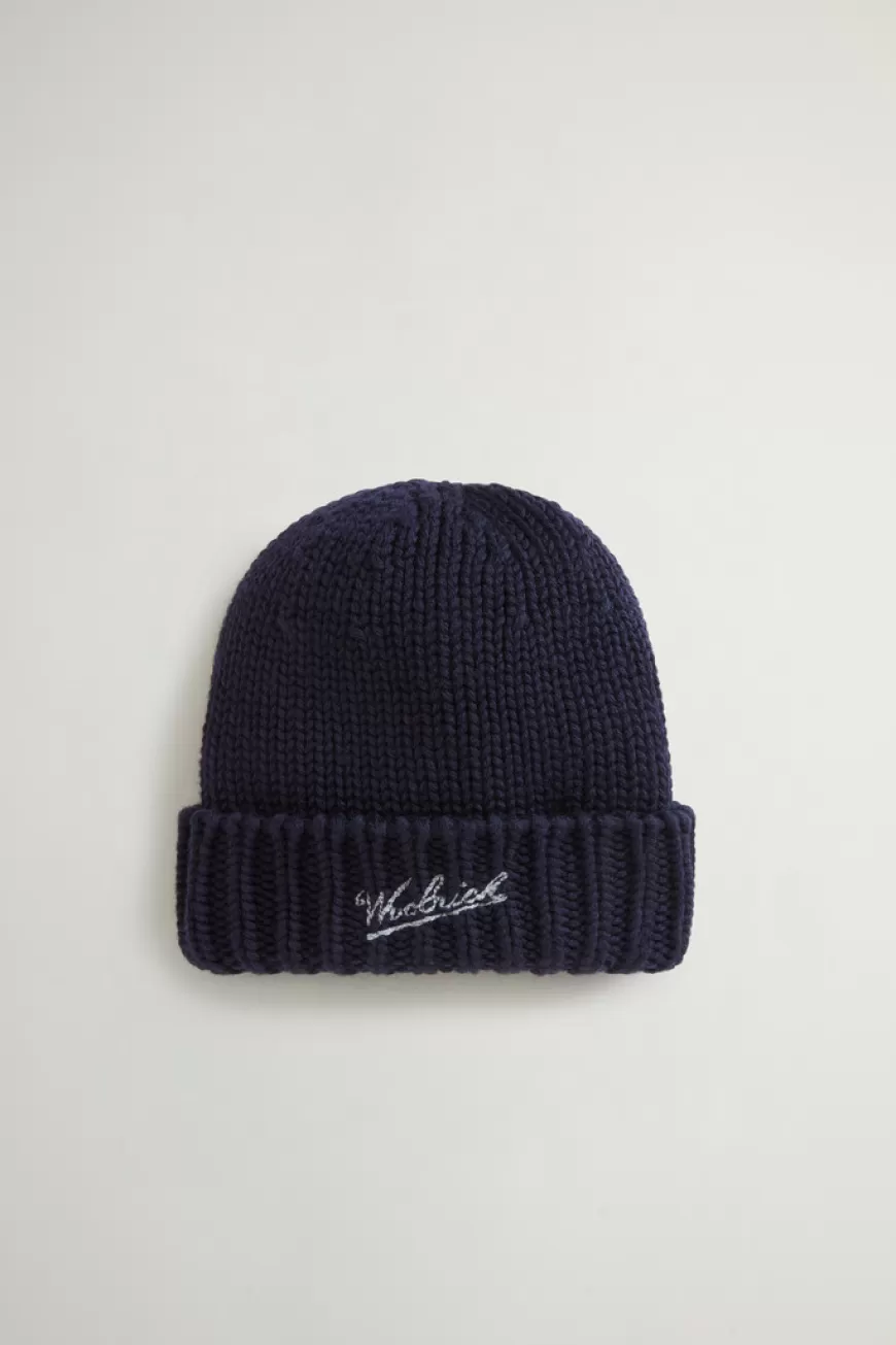 Beanie aus reiner Schurwolle für Jungen mit aufgesticktem Logo>Woolrich Best Sale