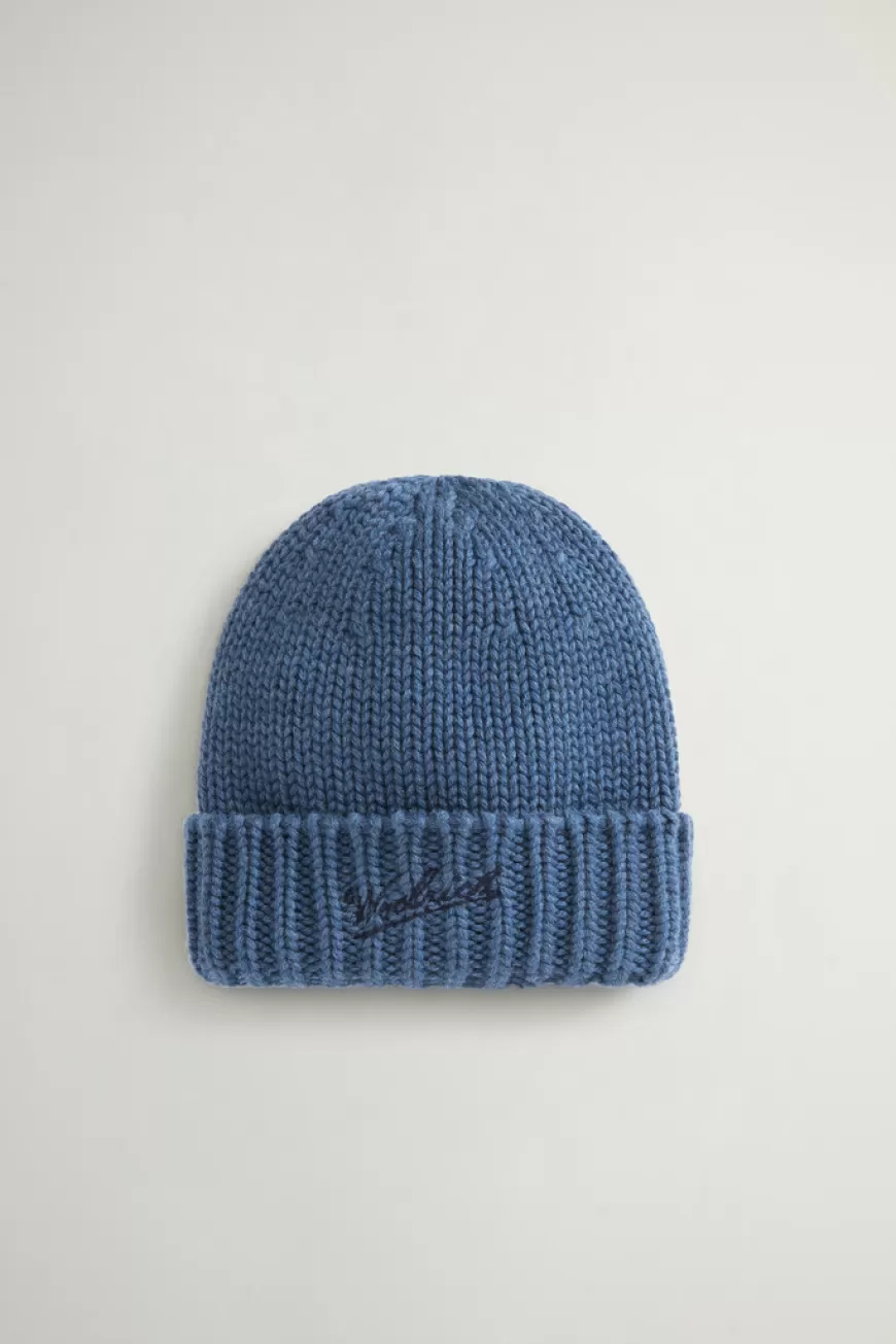 Beanie aus reiner Schurwolle für Jungen mit aufgesticktem Logo>Woolrich Discount