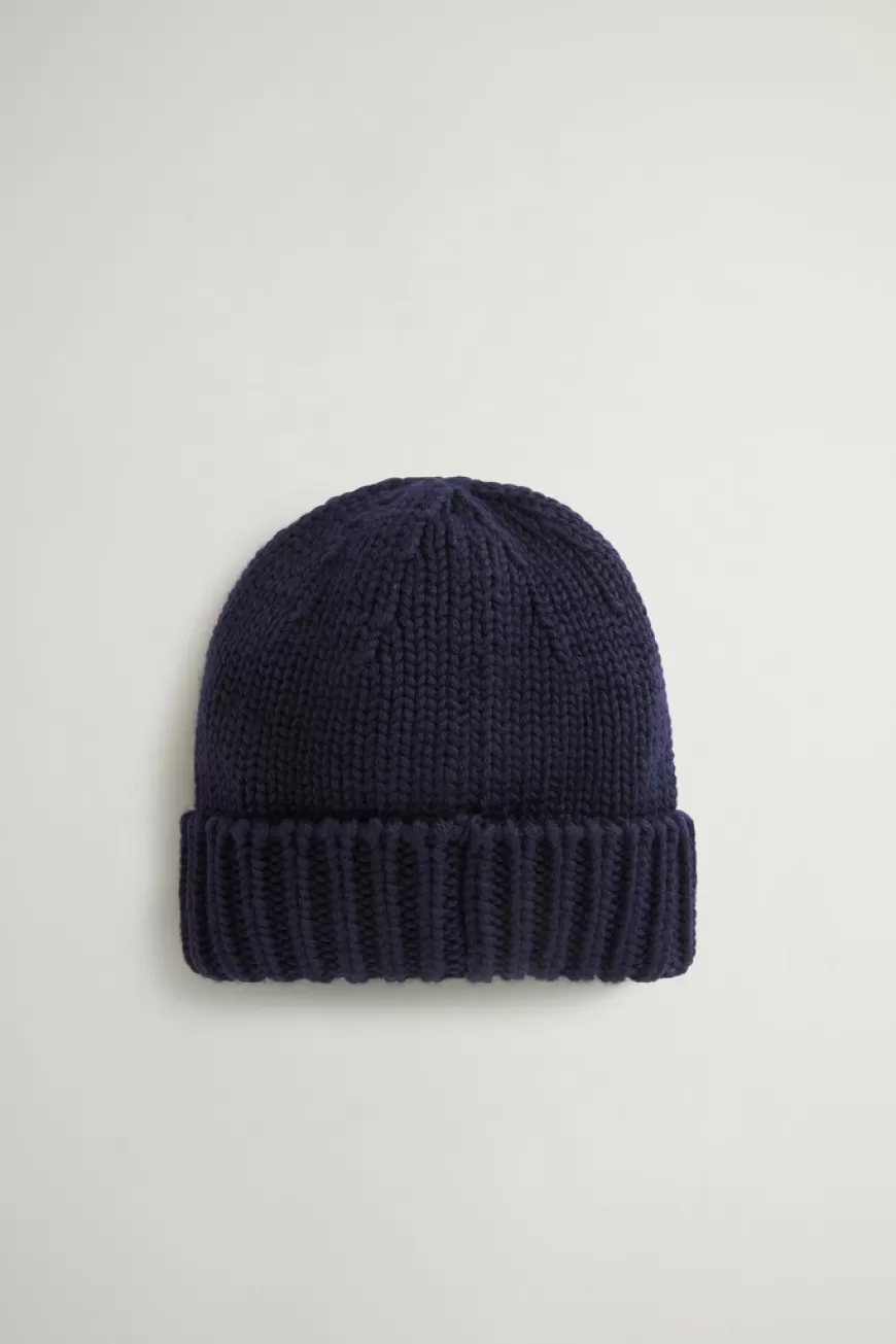 Beanie aus reiner Schurwolle für Jungen mit aufgesticktem Logo>Woolrich Best Sale