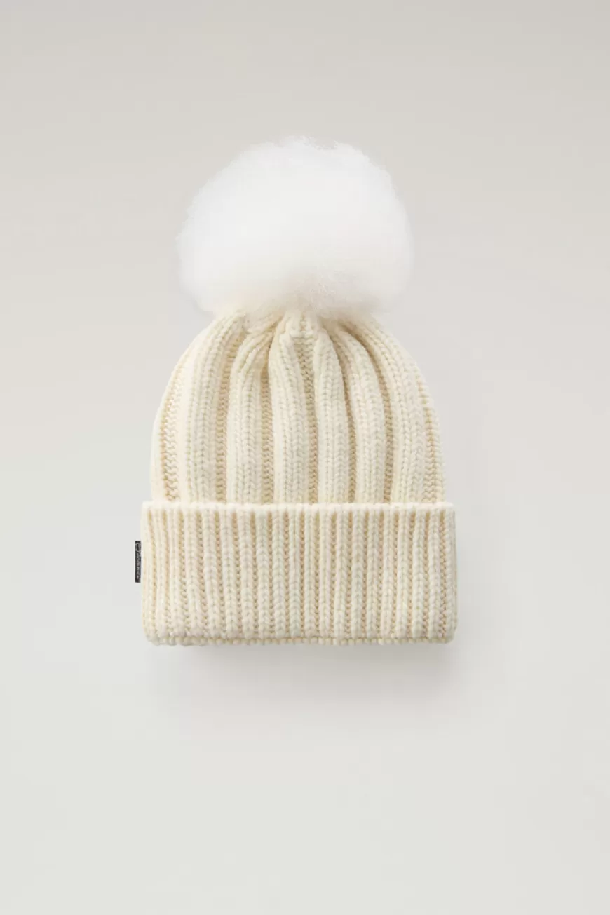 Beanie aus reiner Schurwolle mit Kaschmirbommel für Mädchen>Woolrich Shop