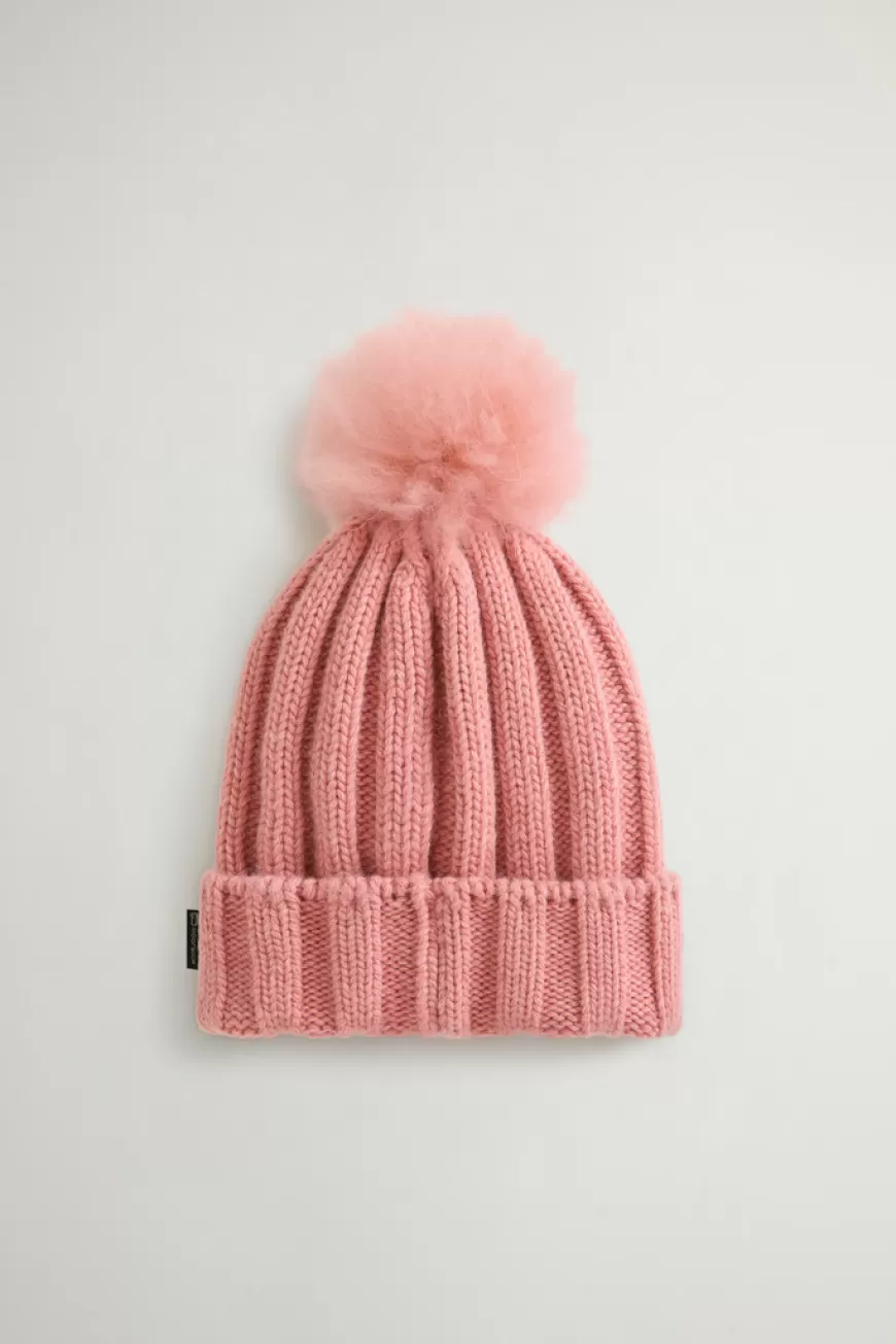 Beanie aus reiner Schurwolle mit Kaschmirbommel für Mädchen>Woolrich Hot