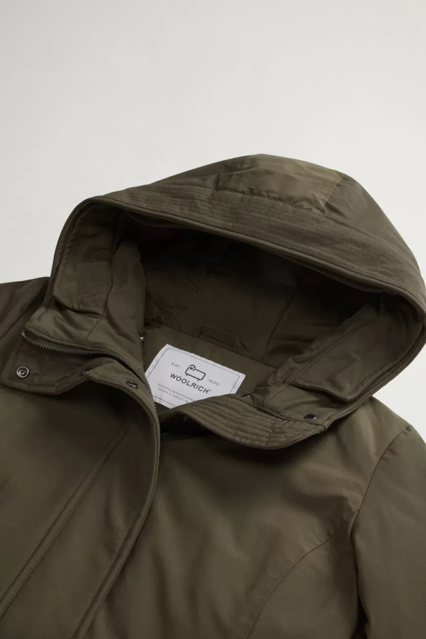 Boulder Parka mit Kapuze und abnehmbarem Pelzimitat-Besatz aus Ramar Cloth>Woolrich Cheap