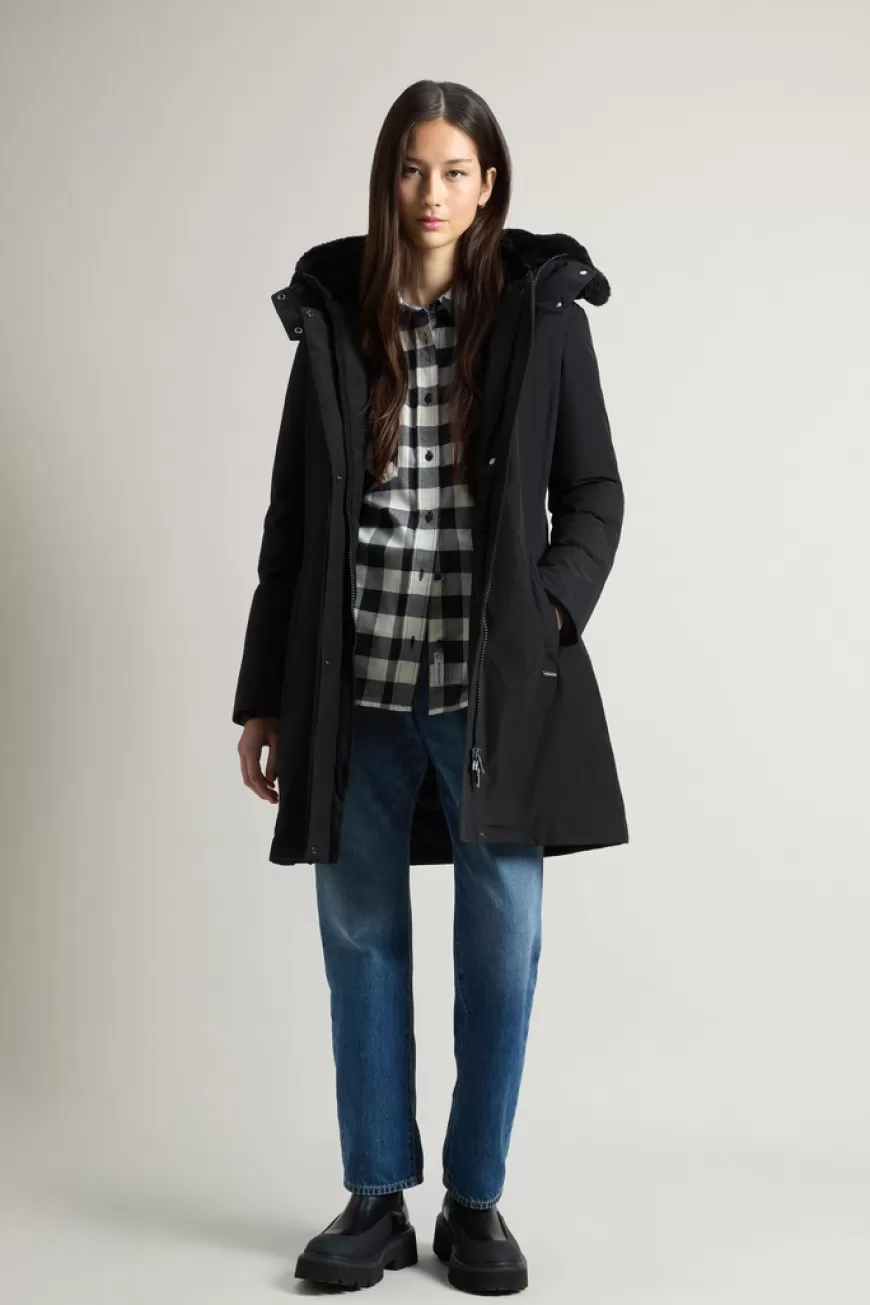 Bow Bridge Parka aus Ramar Cloth mit Pelzimitat>Woolrich Fashion