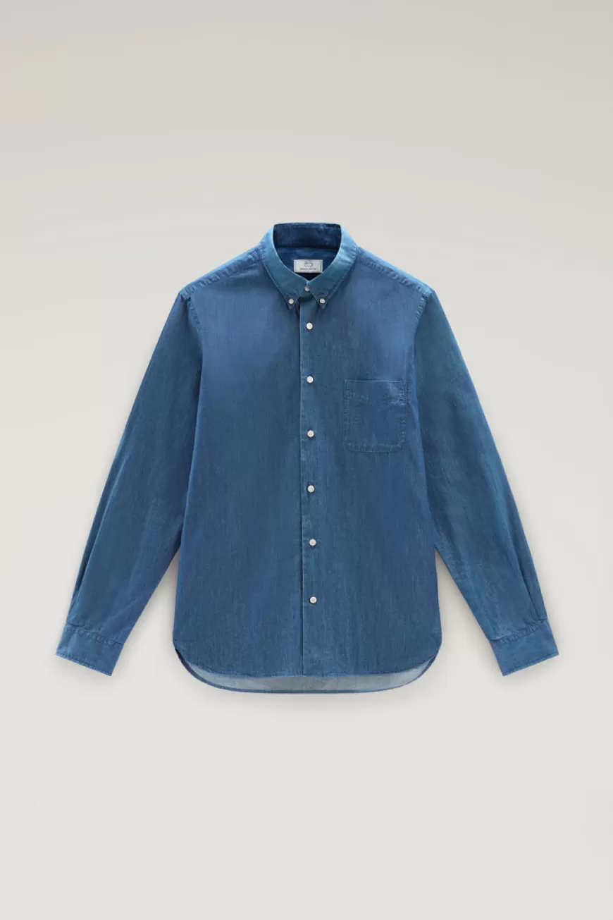 Chambray Hemd aus reiner Baumwolle>Woolrich Shop