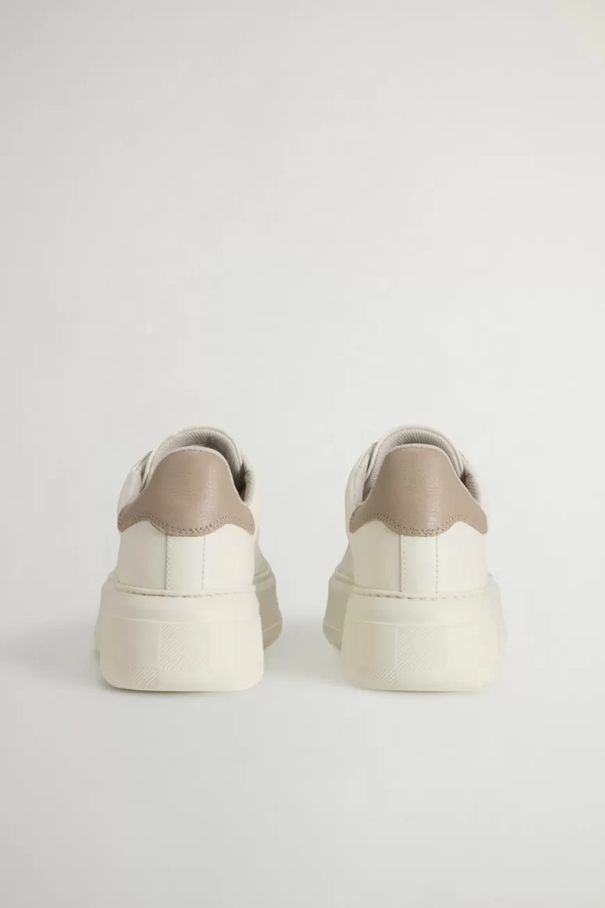 Chunky Court Sneaker aus Leder mit kontrastfarbenem Einsatz>Woolrich Cheap