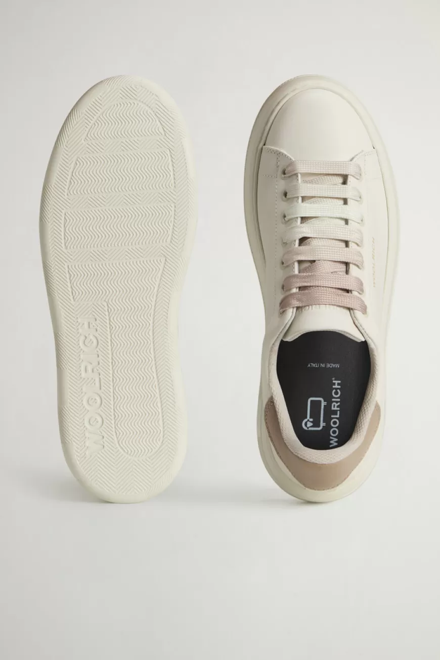 Chunky Court Sneaker aus Leder mit kontrastfarbenem Einsatz>Woolrich Cheap