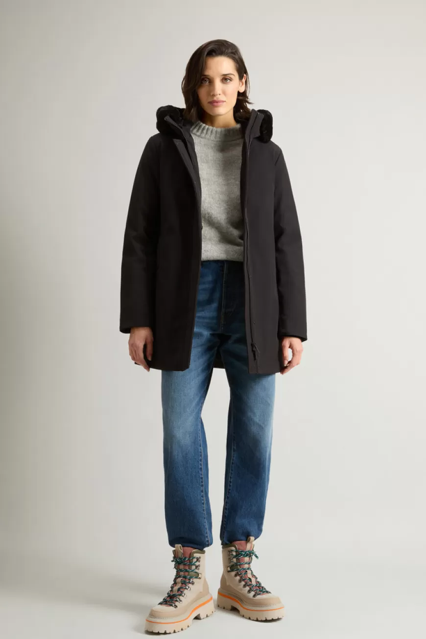 Firth Parka aus Tech Softshell mit abnehmbarem Kragen aus Pelzimitat>Woolrich Sale