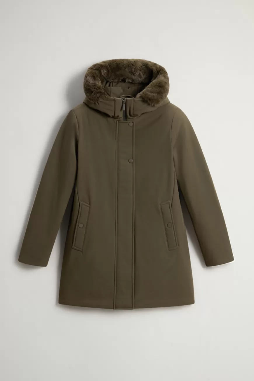 Firth Parka aus Tech Softshell mit abnehmbarem Kragen aus Pelzimitat>Woolrich Online