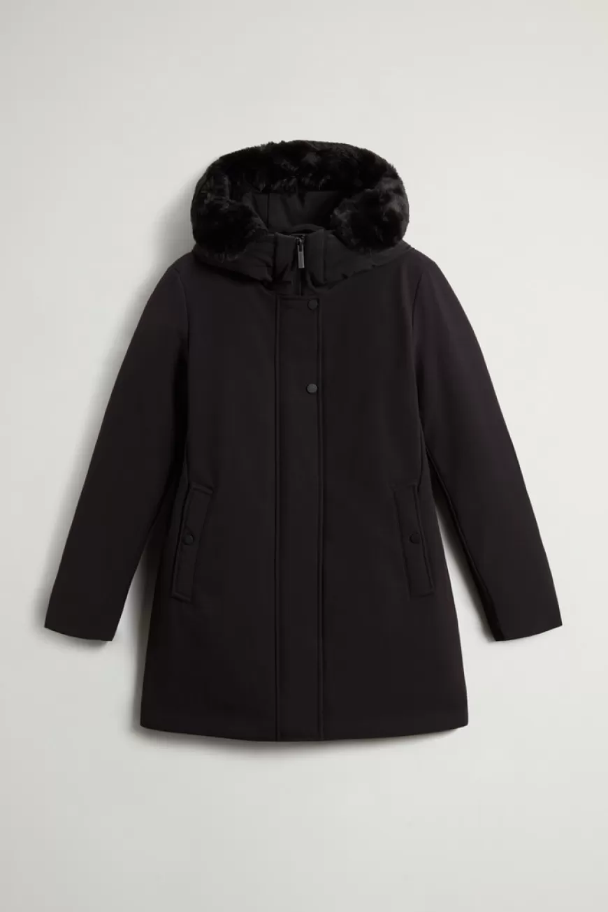 Firth Parka aus Tech Softshell mit abnehmbarem Kragen aus Pelzimitat>Woolrich Sale