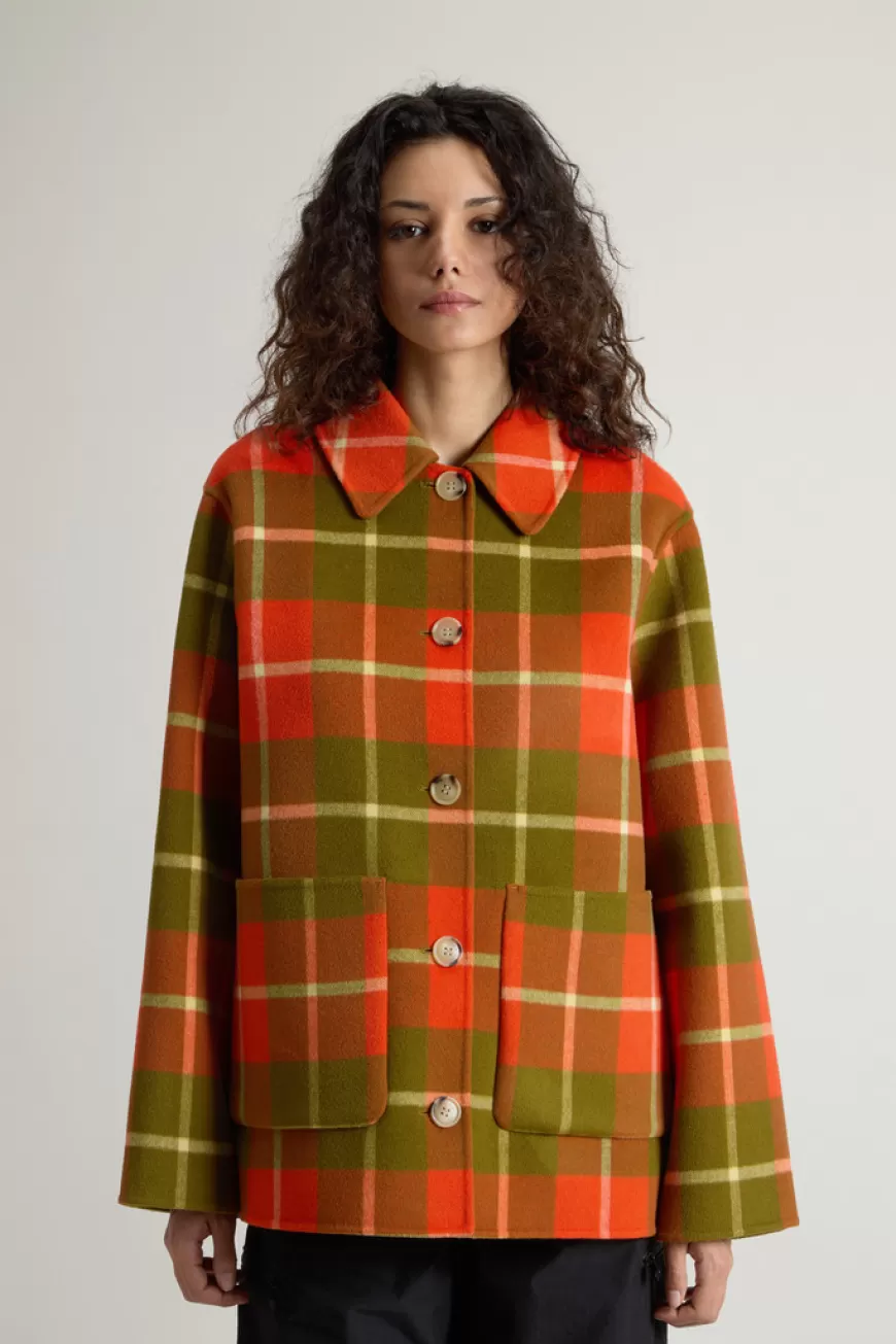 Jacke aus reiner Schurwolle mit Karomuster>Woolrich Best