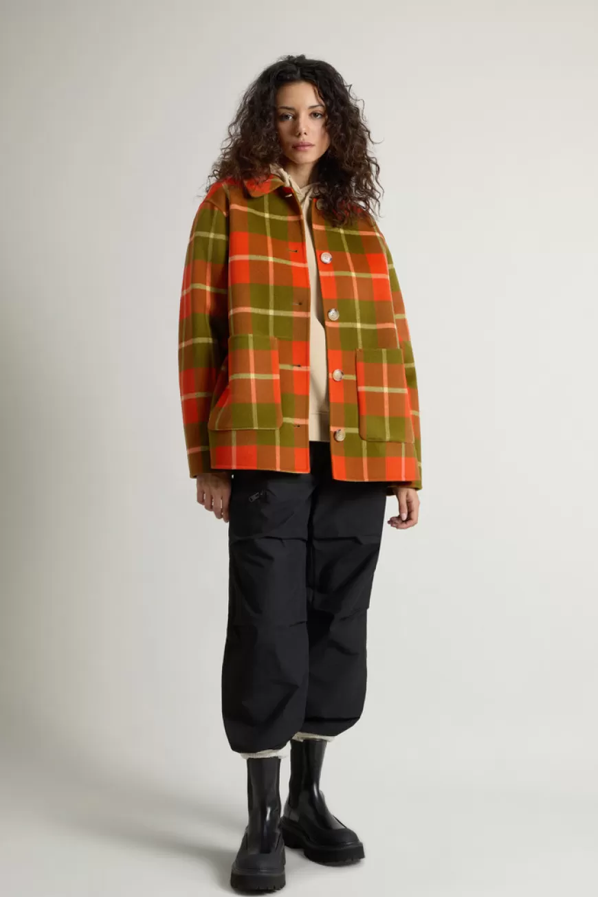 Jacke aus reiner Schurwolle mit Karomuster>Woolrich Best