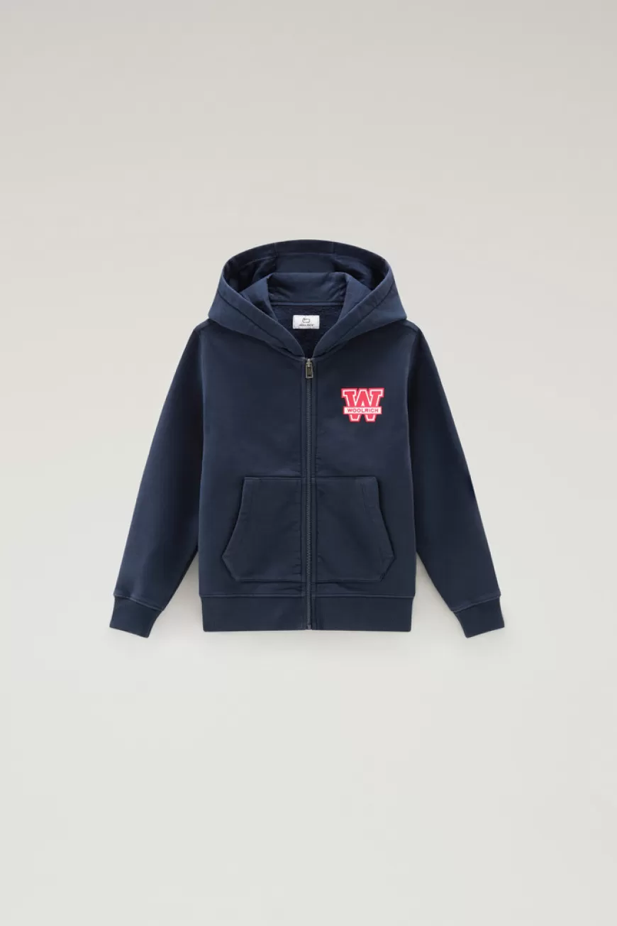 Kapuzenpullover mit Reißverschluss aus reiner Baumwolle für Jungen>Woolrich Hot