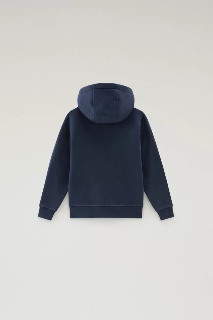Kapuzenpullover mit Reißverschluss aus reiner Baumwolle für Jungen>Woolrich Hot