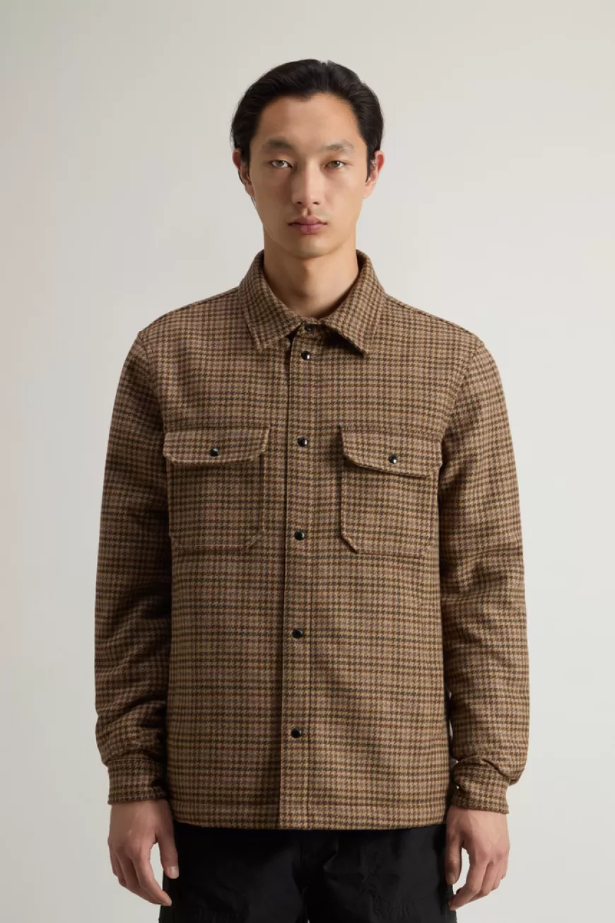 Kariertes, wattiertes Alaskan Overshirt aus italienischer Wollmischung>Woolrich Clearance