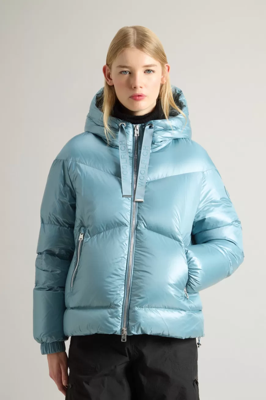 Kurze Aliquippa Daunenjacke aus glänzendem Nylon>Woolrich New