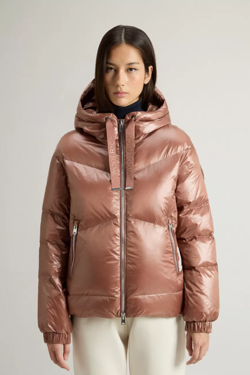 Kurze Aliquippa Daunenjacke aus glänzendem Nylon>Woolrich New