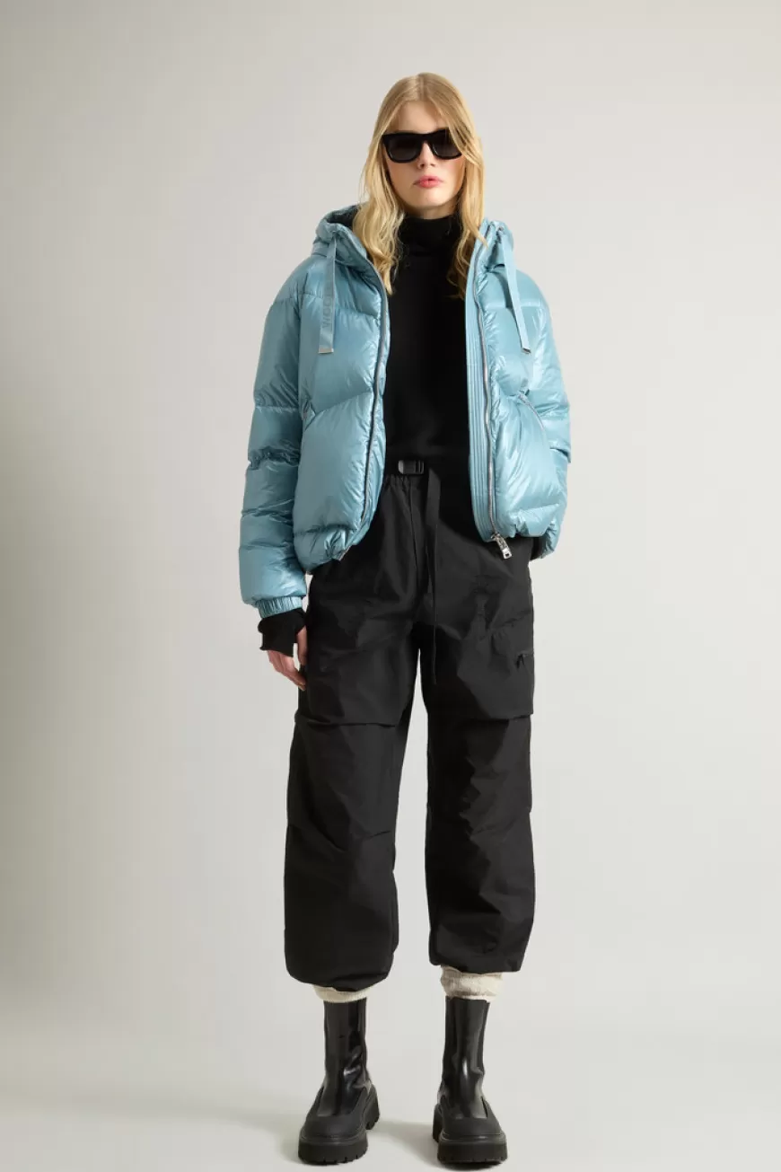 Kurze Aliquippa Daunenjacke aus glänzendem Nylon>Woolrich New