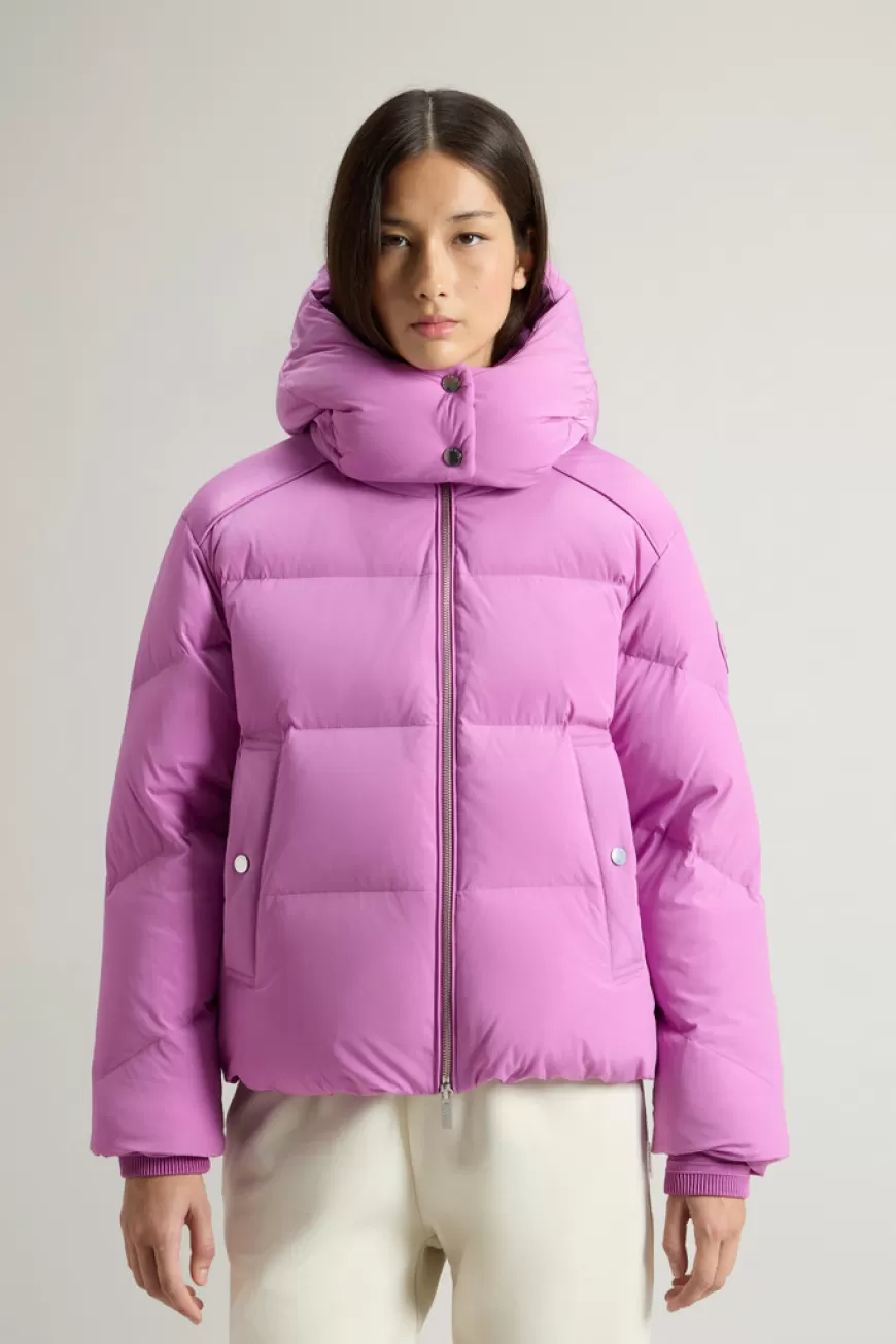 Kurze Alsea Daunenjacke aus Stretch-Nylon mit abnehmbarer Kapuze>Woolrich Cheap