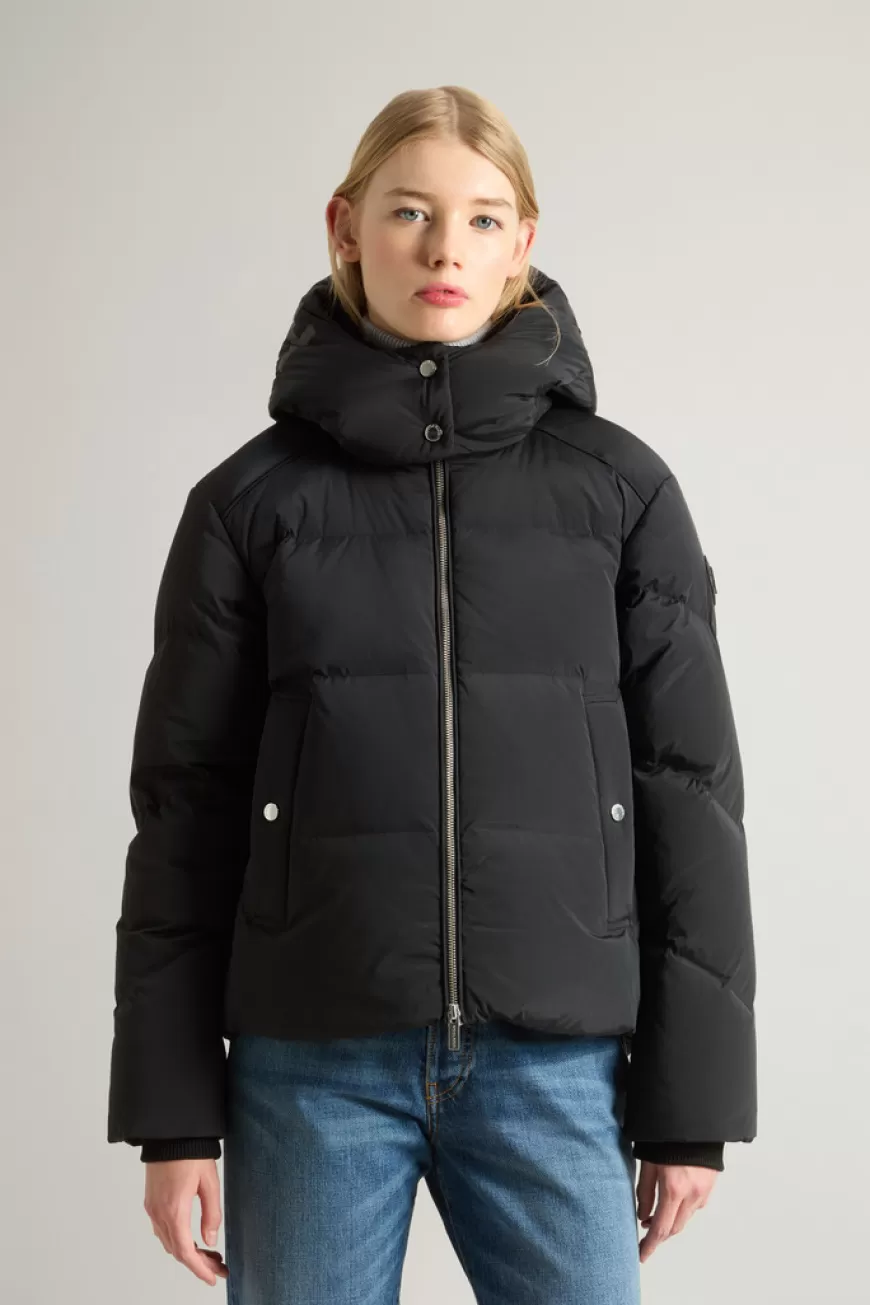 Kurze Alsea Daunenjacke aus Stretch-Nylon mit abnehmbarer Kapuze>Woolrich Discount