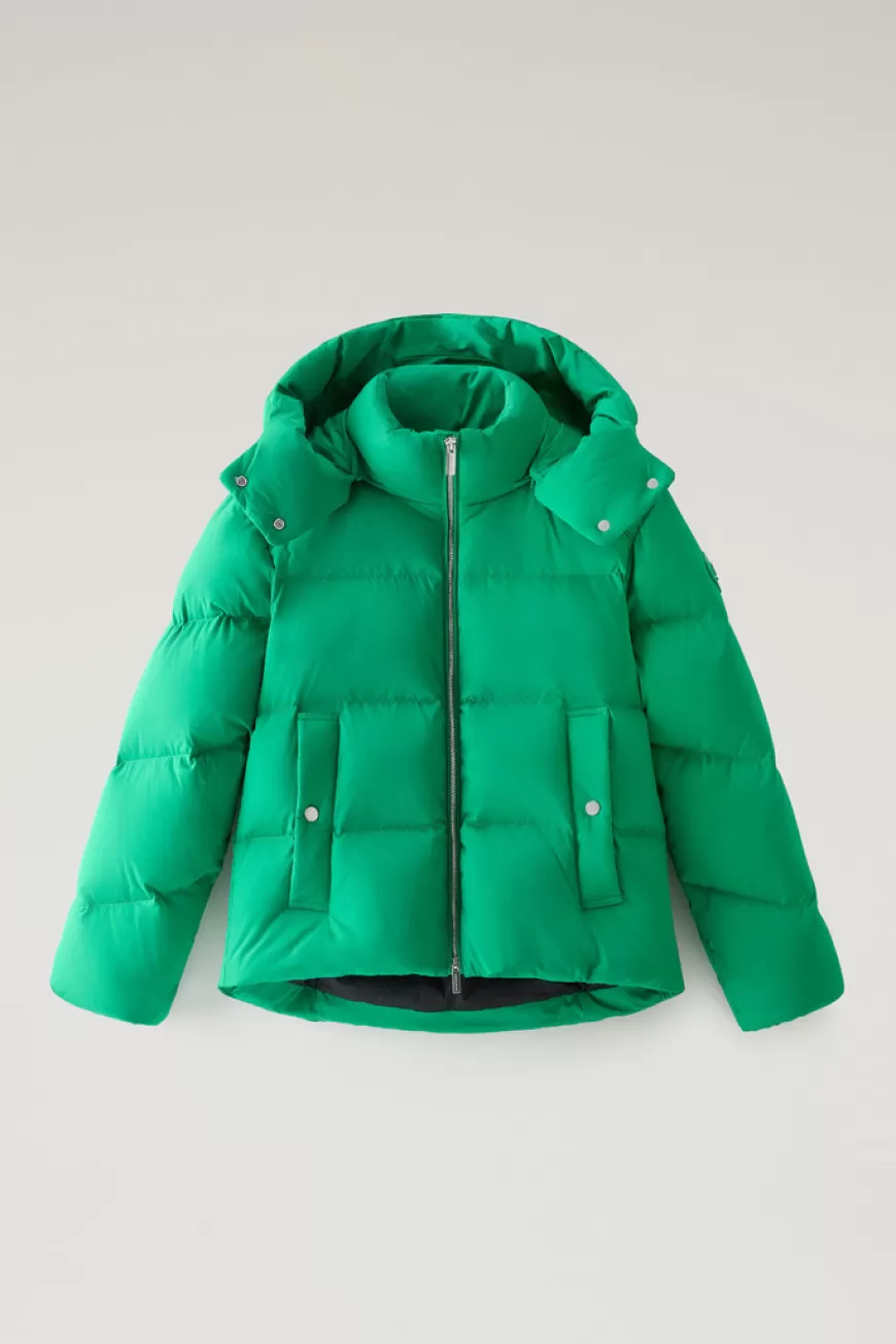 Kurze Alsea Daunenjacke aus Stretch-Nylon mit abnehmbarer Kapuze>Woolrich Cheap