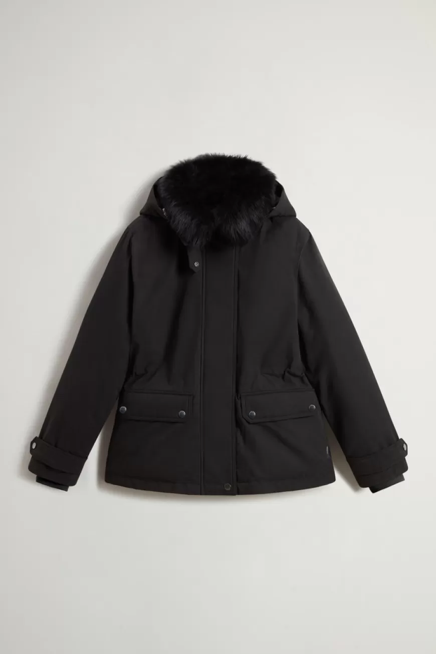 Kurzer Arctic Parka aus Mountain Cloth mit abnehmbarer Kapuze und abnehmbarem Pelz>Woolrich Fashion