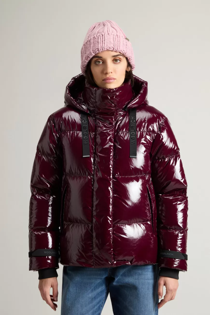 Kurzer Stepp-Parka aus glänzendem Nylon>Woolrich Shop