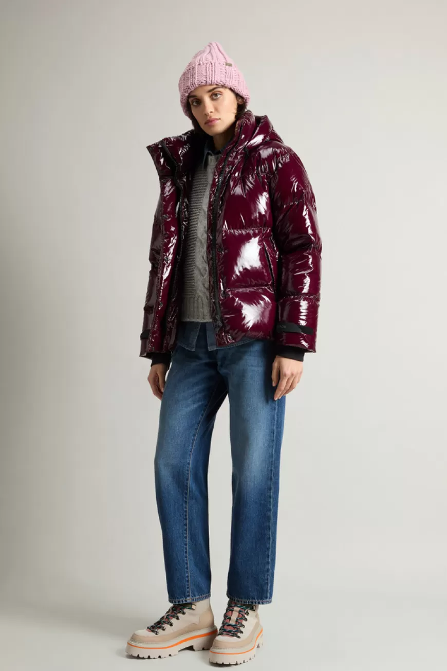 Kurzer Stepp-Parka aus glänzendem Nylon>Woolrich Shop
