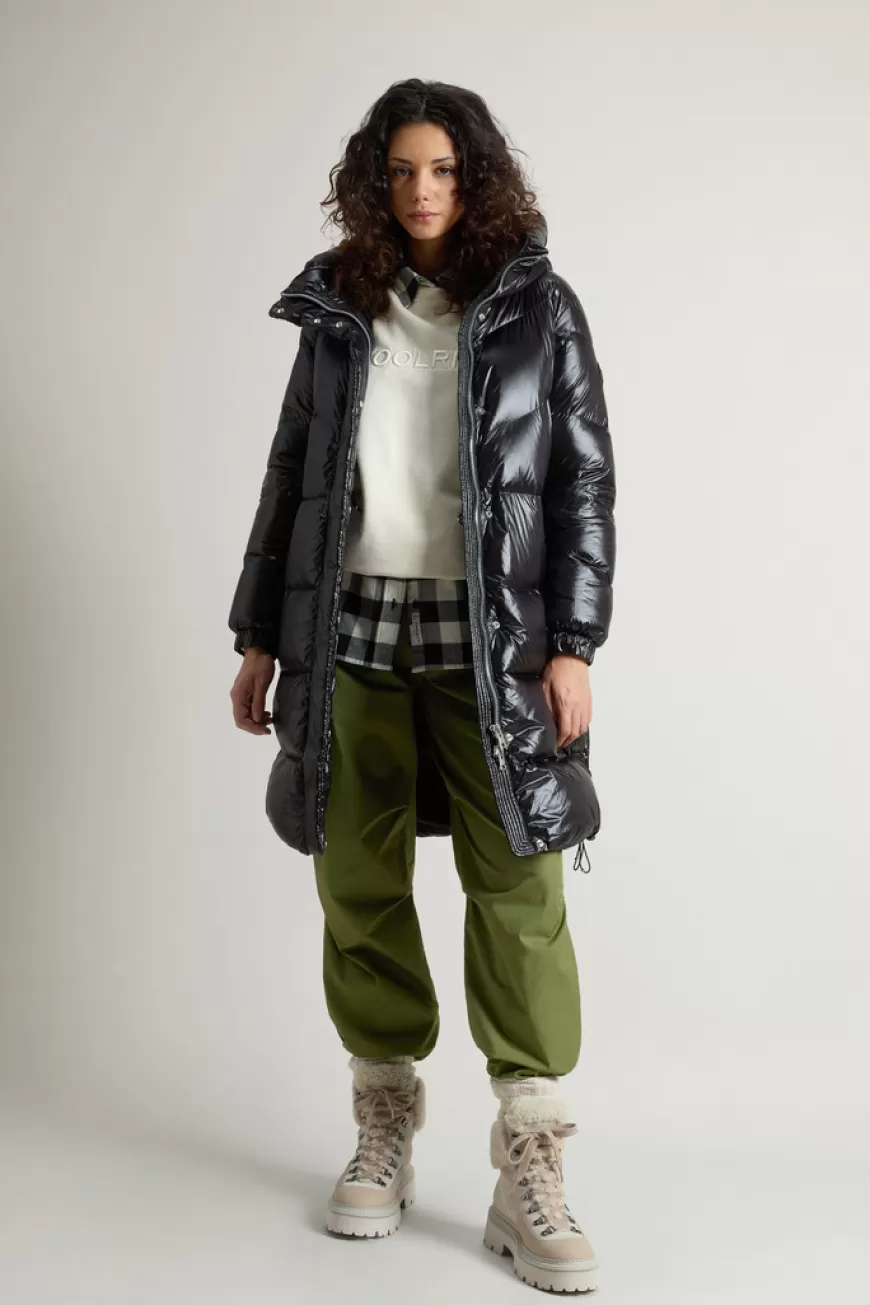 Lange Aliquippa Daunenjacke aus glänzendem Nylon>Woolrich New