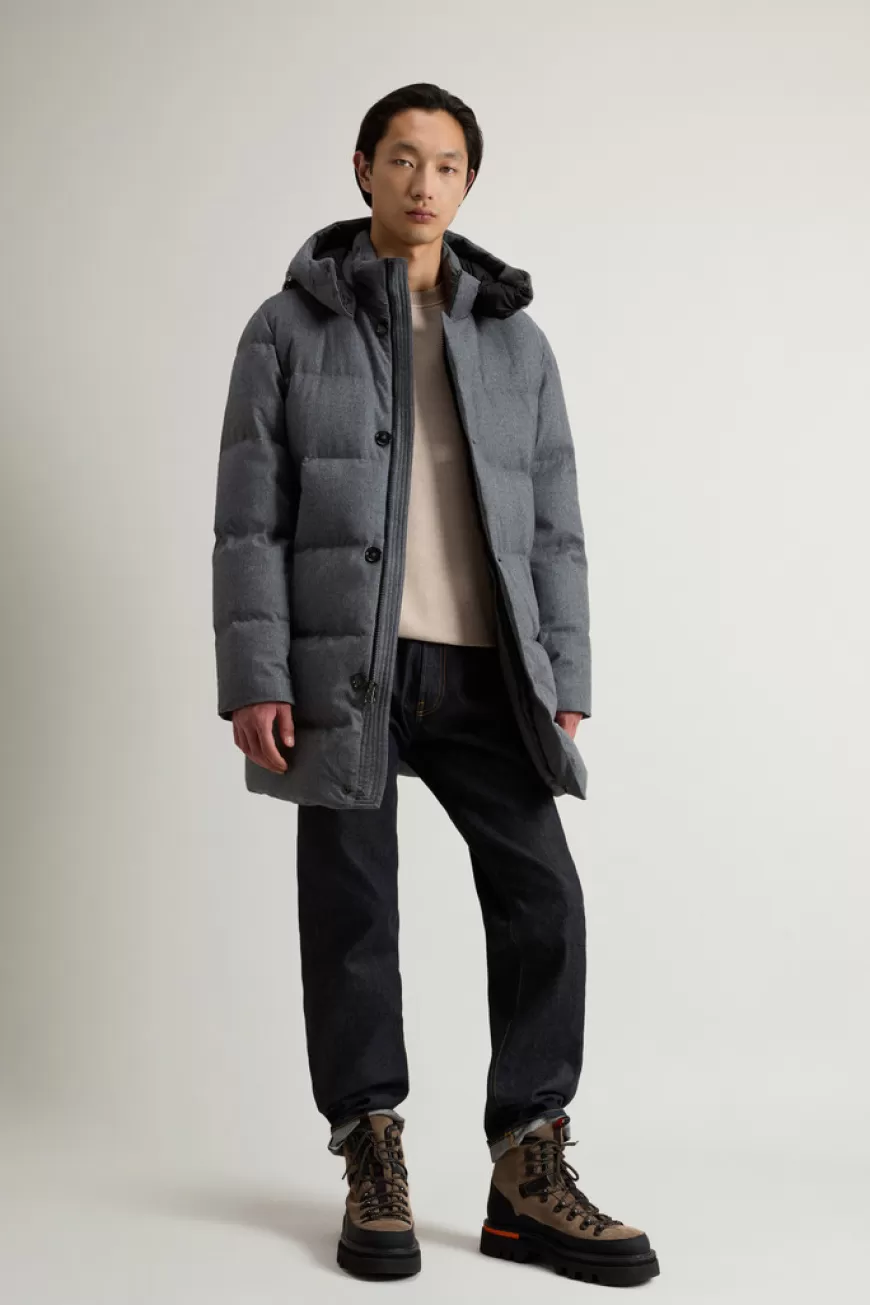 Luxe Langer Parka aus Vitale Barberis Canonico Wolle>Woolrich Outlet