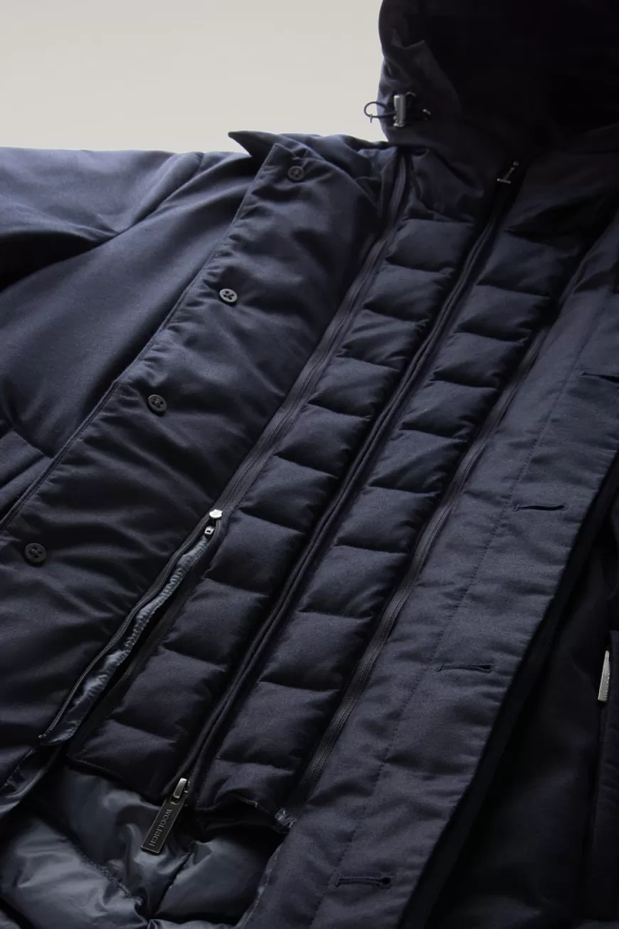Luxuriöser 2-in-1-Mantel aus einer italienischen Woll- und Seiden-Mischung aus Loro-Piana-Gewebe>Woolrich Flash Sale