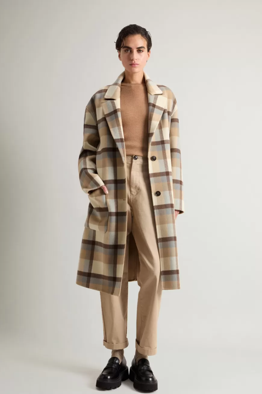 Mantel aus reiner Schurwolle mit Karomuster>Woolrich Hot