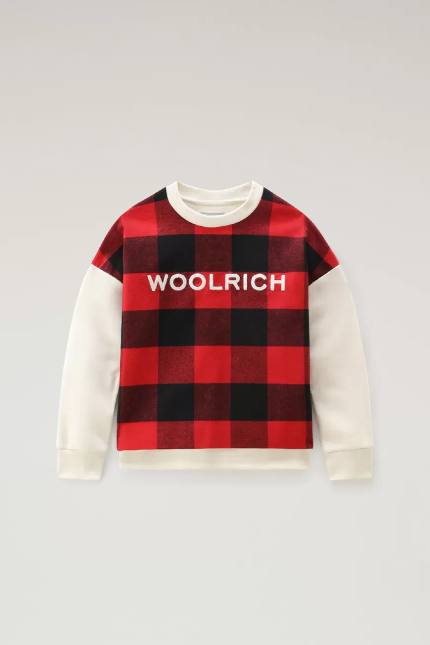 Mädchensweatshirt mit Buffalo-Karo aus Baumwolle>Woolrich Clearance