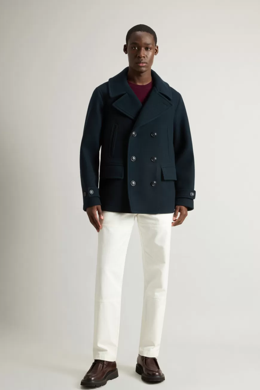Peacoat aus Melton aus einer Schurwollmischung>Woolrich Outlet