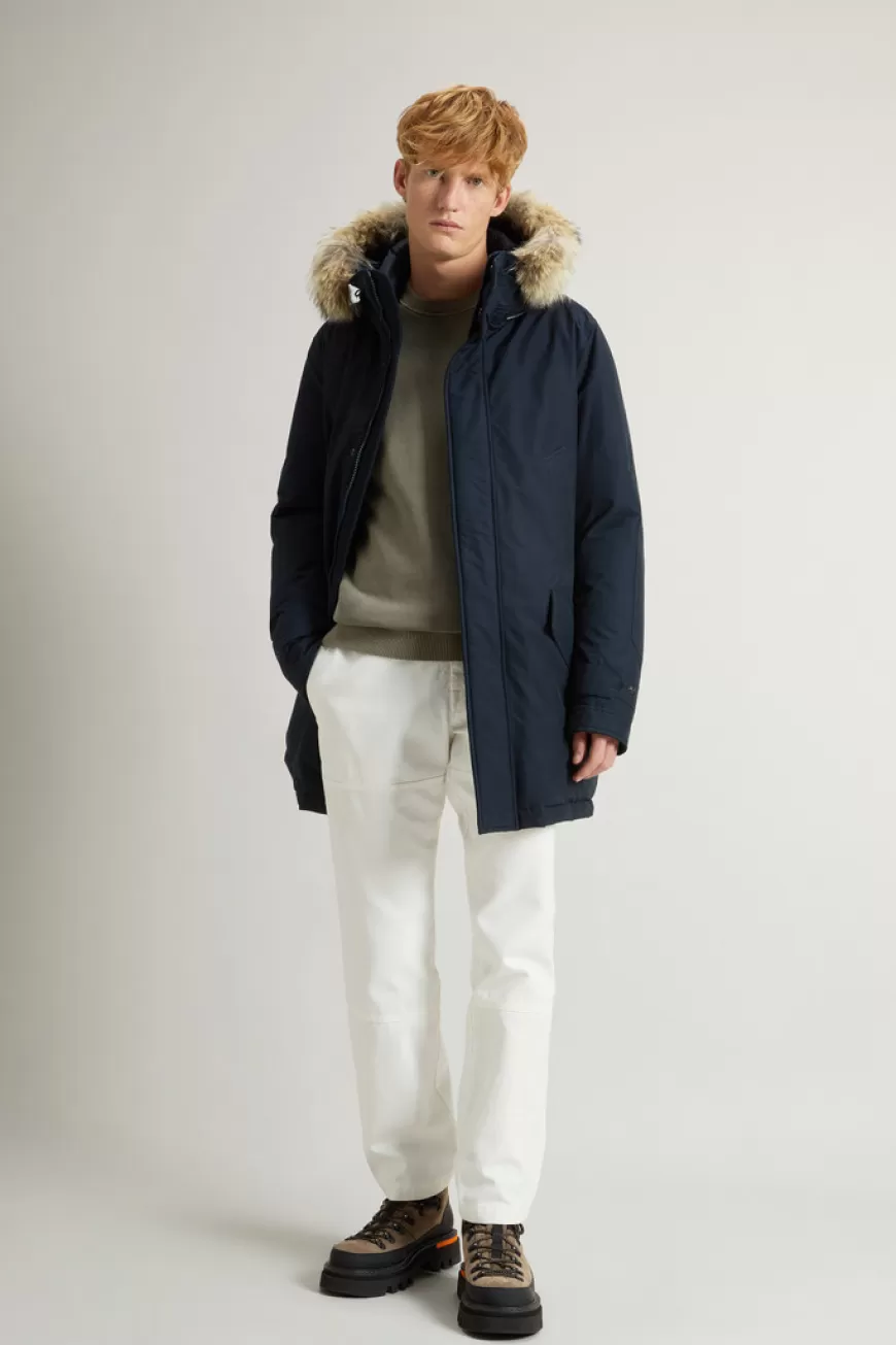 Polar Parka aus Ramar Cloth mit hohem Kragen und Pelzbesatz>Woolrich Discount