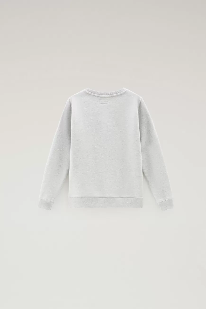 Pullover aus reiner Baumwolle mit Rundhalsausschnitt für Jungen>Woolrich New
