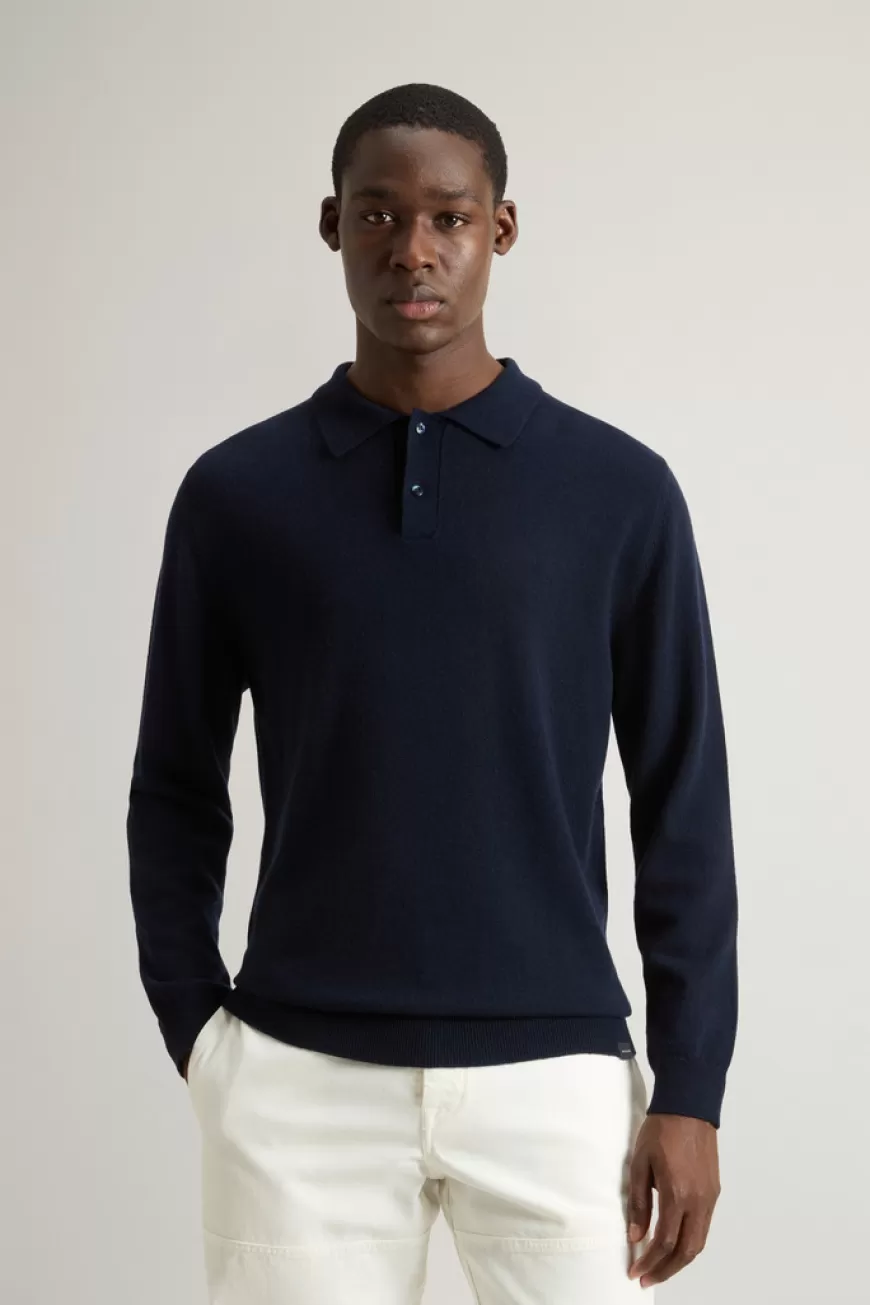 Pullover mit Polo-Kragen aus reiner Kaschmirwolle>Woolrich Clearance