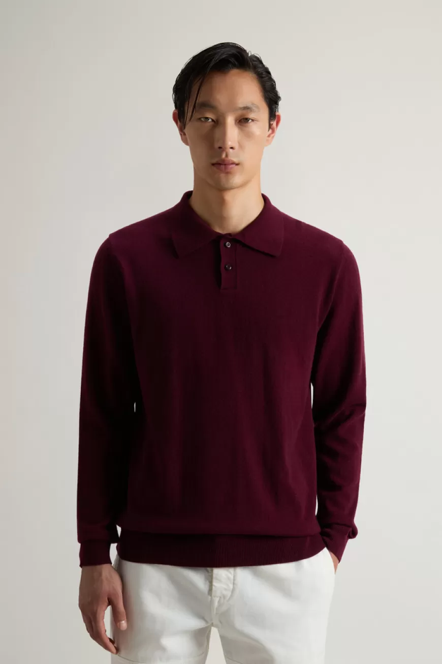 Pullover mit Polo-Kragen aus reiner Kaschmirwolle>Woolrich Clearance