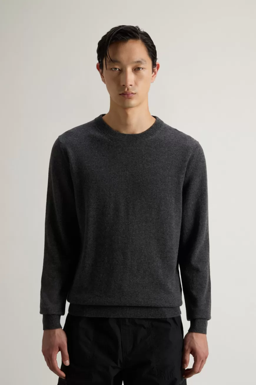 Pullover mit Rundhalsausschnitt aus reiner Kaschmirwolle>Woolrich Clearance
