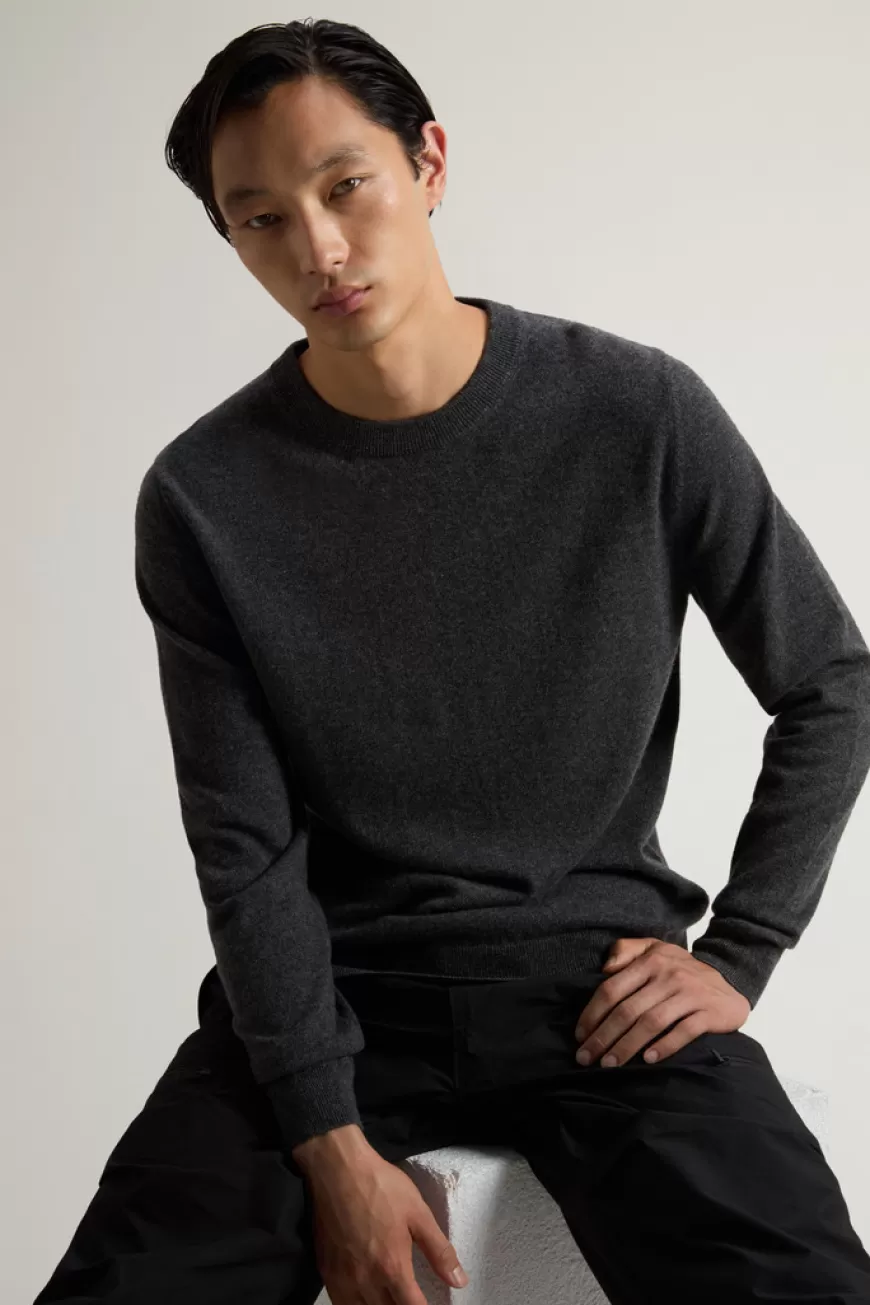 Pullover mit Rundhalsausschnitt aus reiner Kaschmirwolle>Woolrich Clearance