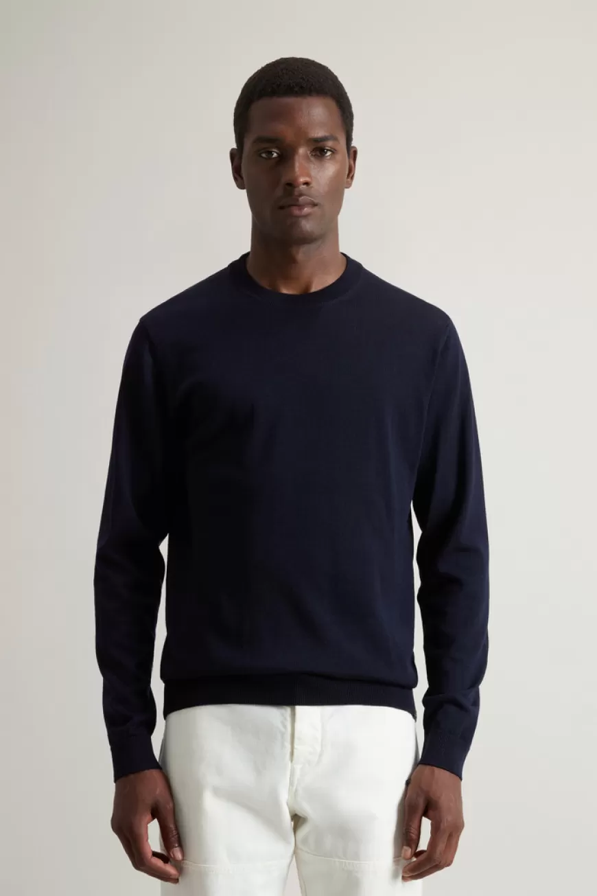 Pullover mit Rundhalsausschnitt aus reiner Merino-Schurwolle>Woolrich Flash Sale