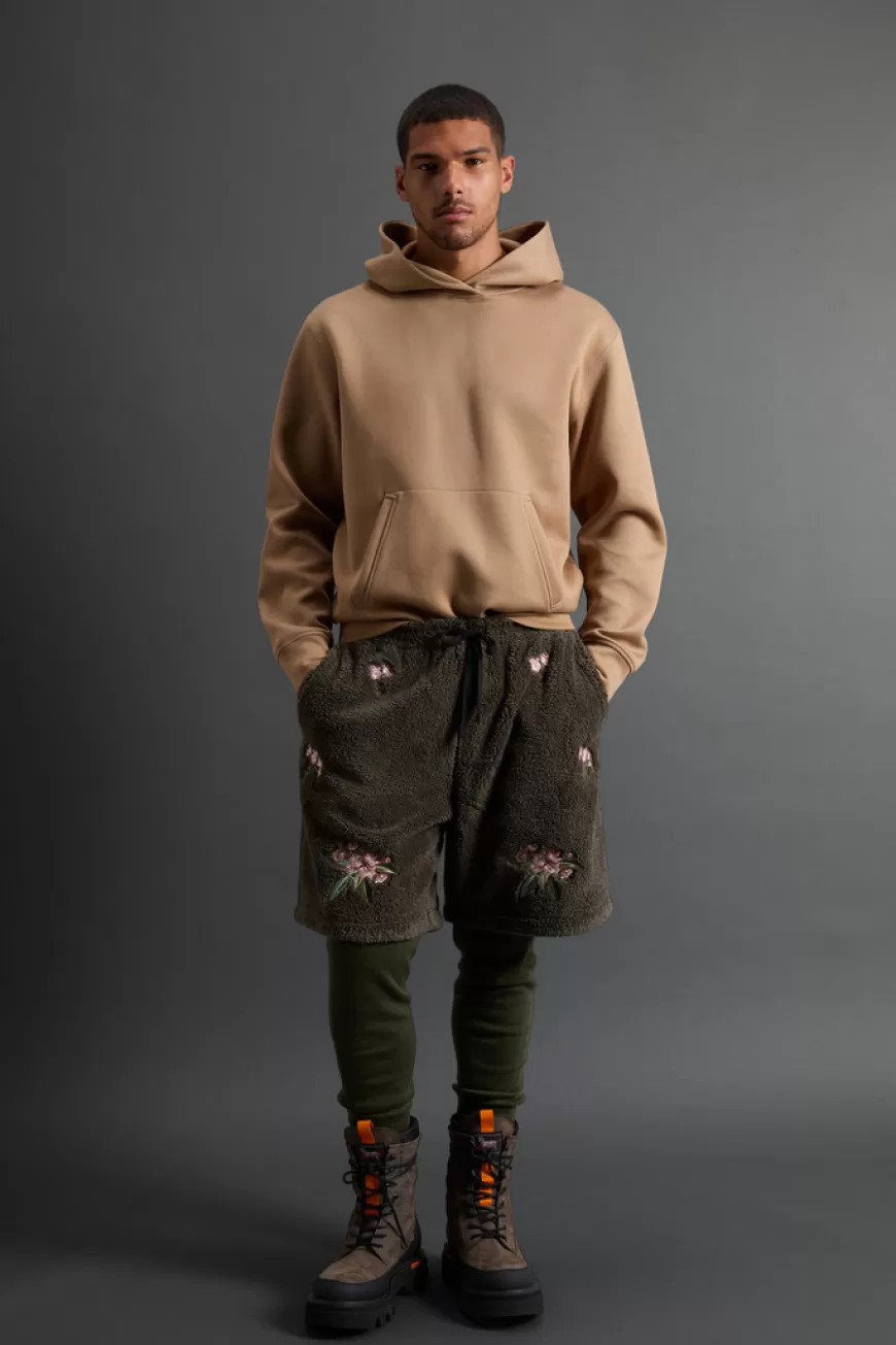 Shorts aus Sherpa mit Blumenstickereien by Todd Snyder>Woolrich Cheap