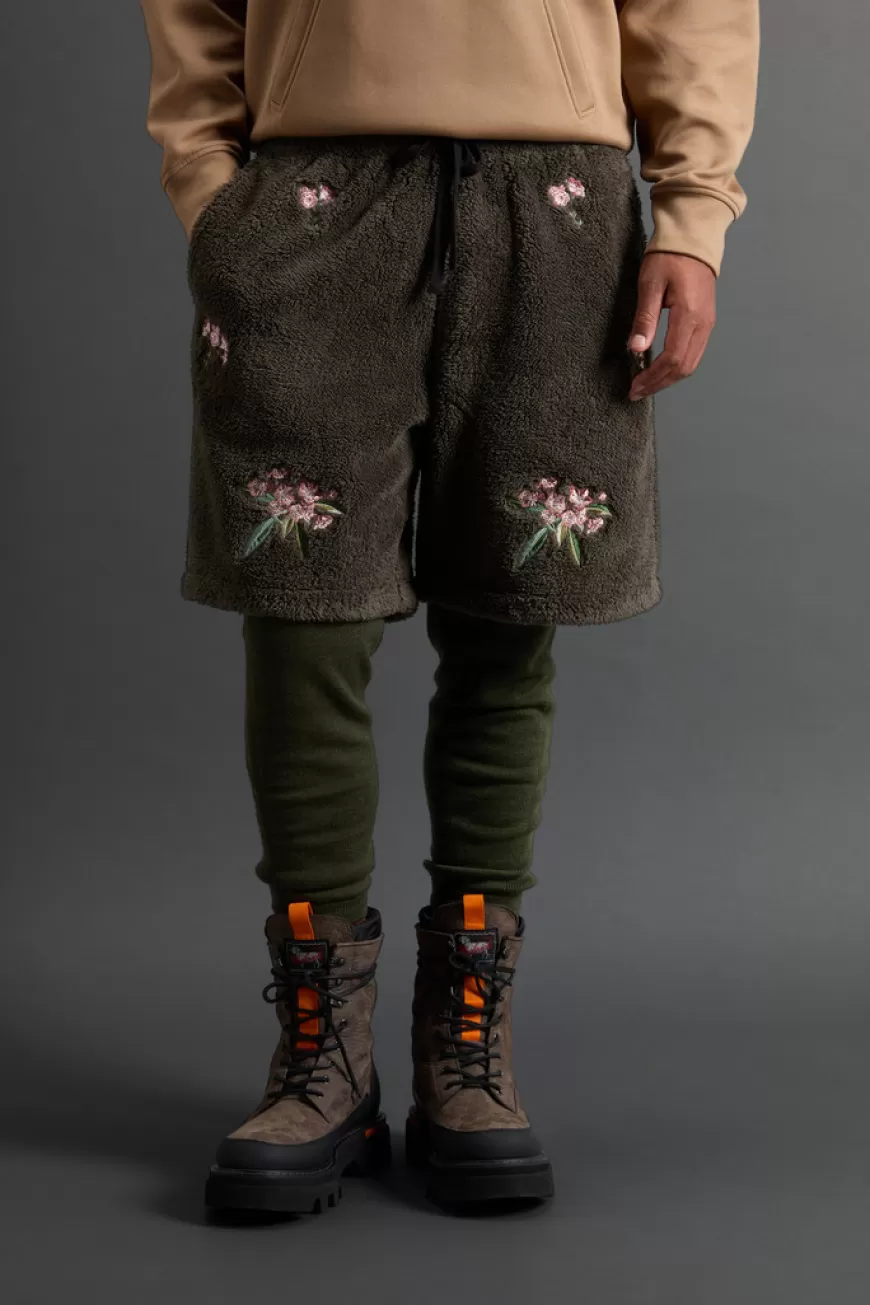 Shorts aus Sherpa mit Blumenstickereien by Todd Snyder>Woolrich Cheap