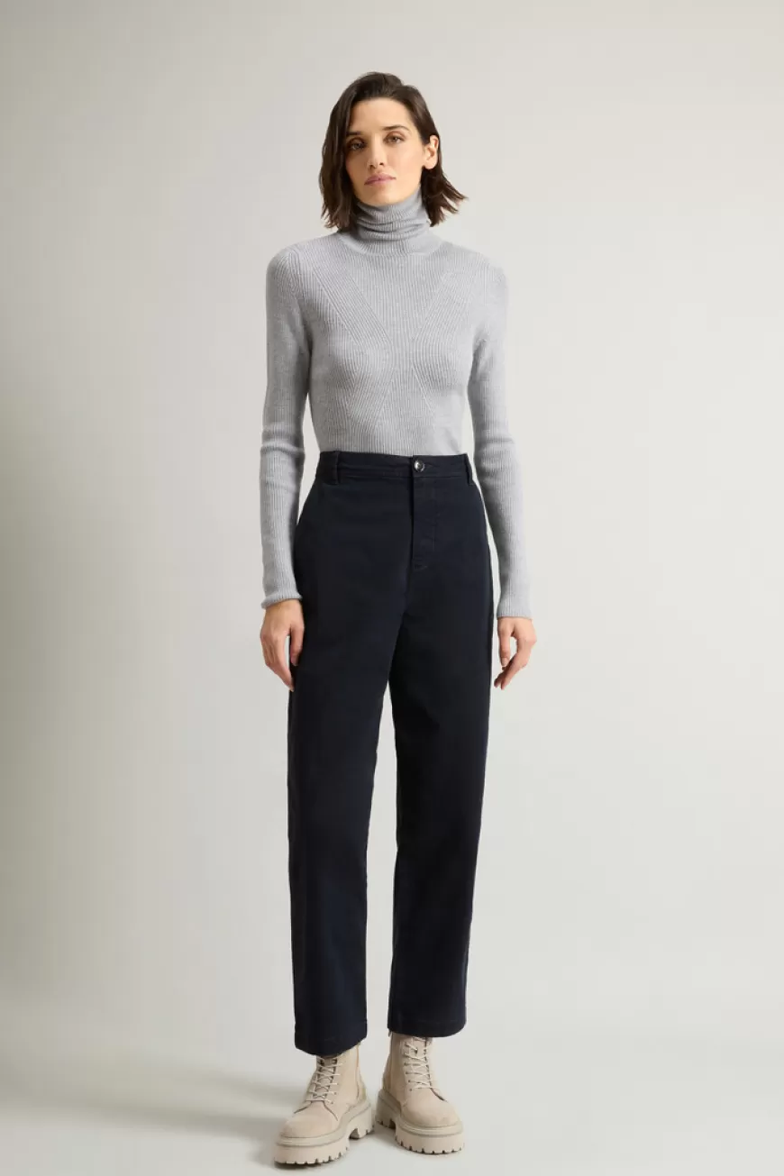 Stückgefärbte Chinohose aus Baumwollstretch>Woolrich New