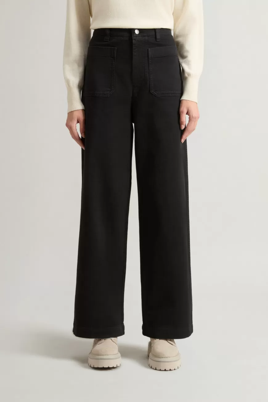 Stückgefärbte Wide Leg Hose aus Stretch-Baumwoll-Twill>Woolrich New