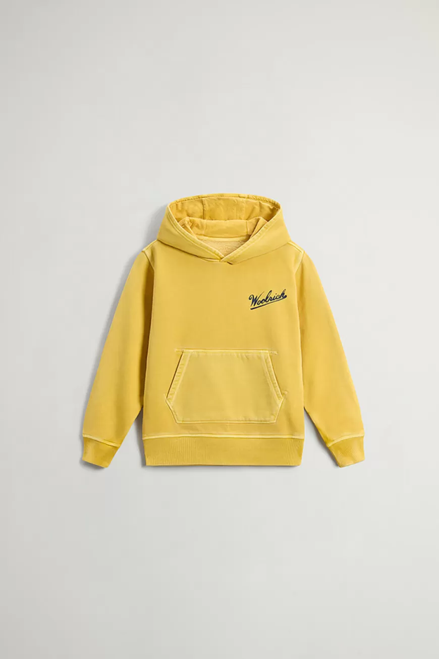 Stückgefärbter Kapuzenpullover aus reiner Baumwolle für Jungen>Woolrich Store