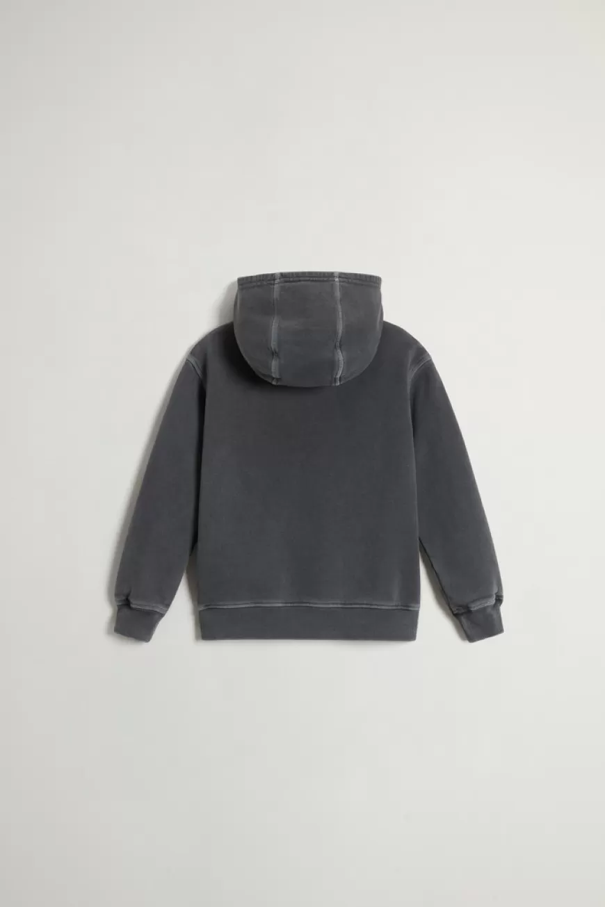 Stückgefärbter Kapuzenpullover aus reiner Baumwolle für Jungen>Woolrich Discount