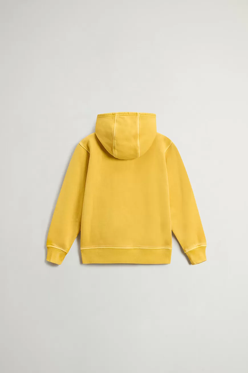 Stückgefärbter Kapuzenpullover aus reiner Baumwolle für Jungen>Woolrich Store