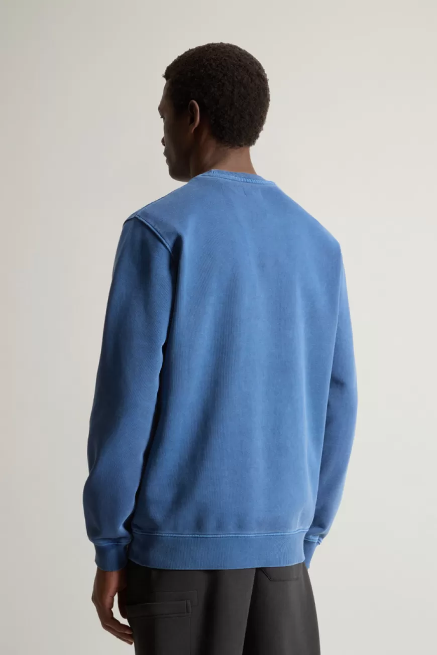Stückgefärbtes Sweatshirt mit Rundhalsausschnitt aus reiner Baumwolle mit aufgesticktem Logo>Woolrich Outlet